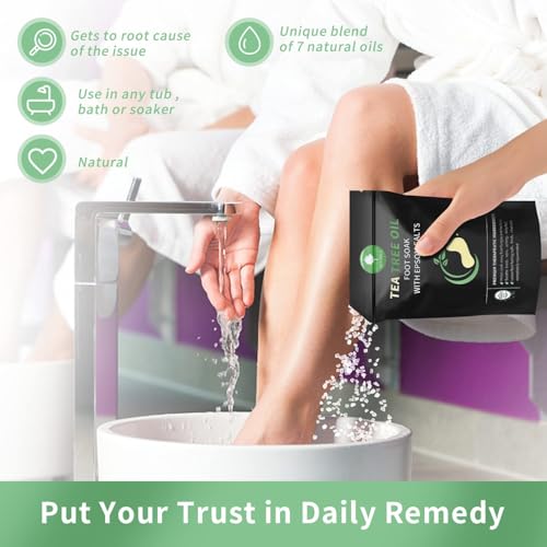 HEAMAVIN Tea Tree Oil Foot Soak with Epsom Salt & Botanical Oils, 16 oz