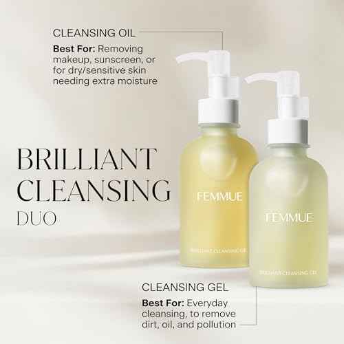 FEMMUE Brilliant Cleansing Oil (4.23 oz) | Luxurious Camellia Oil Face Cleanser & Gentle Makeup Remover | Hydrating and Moisturizing Korean Skincare | Fortifies Skin Barrier