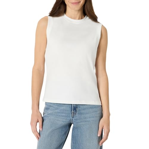 Amazon Essentials Women's Relaxed Cotton Muscle Tee - Medium White