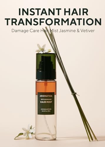 AROMATICA Jasmine & Vetiver Hair Mist - Leave-in Conditioner Spray (3.3 fl oz)