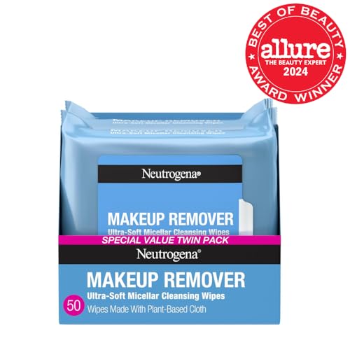 Neutrogena Makeup Remover Wipes 25 Count Pack of 24 - Plant-Based Daily Face Cleanser