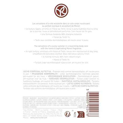 Yves Rocher Mono? de Tahiti Monoi Moisturizing Body Milk Coconut and Tiare Scent Lotion All Skin Types 390 ml./13.1 fl.oz.
