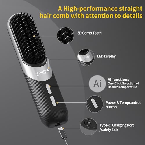 Cordless AI Hair Styler Brush 2-in-1 with Smart Memory