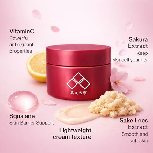 Japanese cherry blossom face cream Face Moisturizer Hydrating Sakura Rice Vitamin C ¡°Kuramoto-no-Shizuku¡± Lightweight (1.76 oz)