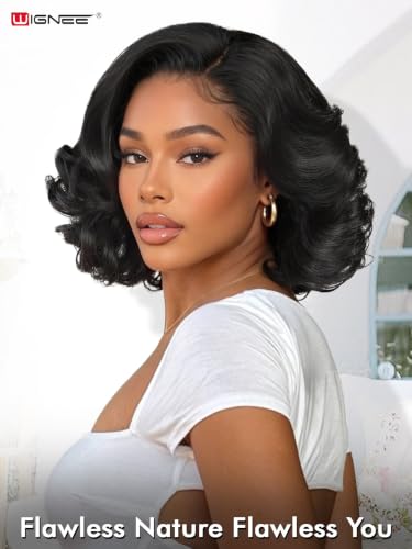 WIGNEE Short Curly Bob Wig 10" Heat-Resistant Glueless