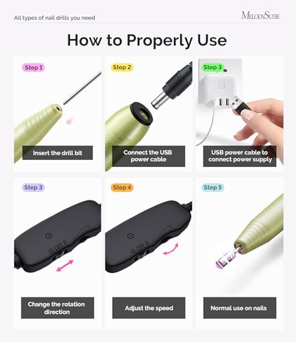 MelodySusie USB Nail Drill PC120I - Macaron Green, Professional Manicure Tool