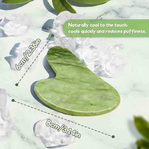 Flagest Gua Sha Facial Tools, Jade Stone Guasha Tool for Face Body, Facial Massage Tool for Jawline Sculpting and Puffiness Reducing, Skin Care Tools for Men Women