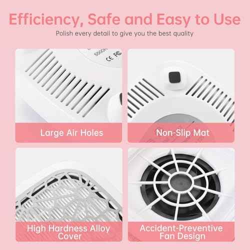 CHRISTINE SHELLY Nail Dust Collector, Cordless Dust Collector Nail Tech, Compact Powerful 6000RPM Nail Vacuum Fan Rechargeable Dust Extractor for Acrylic Gel Polish Manicure Pedicure for Home, White