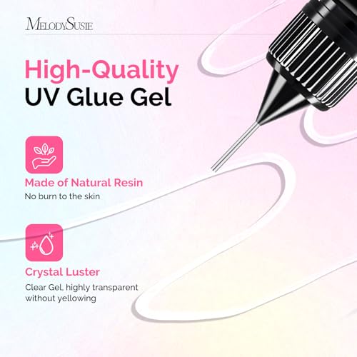 MelodySusie 2Pcs Nail Rhinestone Glue Gel - Strong Adhesive 3D Gem Glue (12ml)