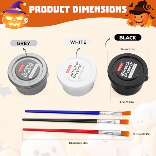 White Black Silver Face Paint Set - Water-Based, Non-Toxic