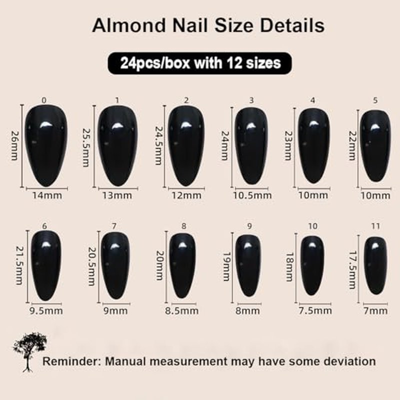 Almond Press On Nails 24pc Medium Pink 3D Bow Glitter