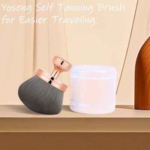 Yoseng Extra Large Body Makeup Brush For Self Tanner ? 74mm Wide-headed Vegan Kabuki Brush for Body Makeup, Tanning & Shimmer | Big Fluffy Bronzer Brush with Protective Travel Cover