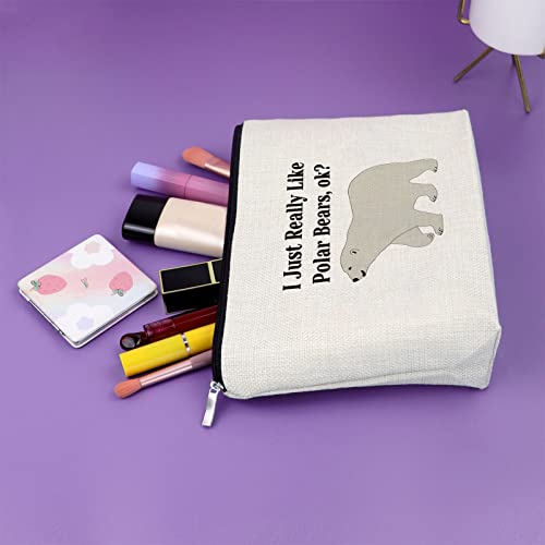 Polar Bear Gifts for Women Makeup Bag Polar Bear Lover Gift Animal Lovers Gift for Friend Cosmetic Bag Birthday Gifts for Sister Graduation Gifts for Her Christmas Gifts Cosmetic Travel Pouch