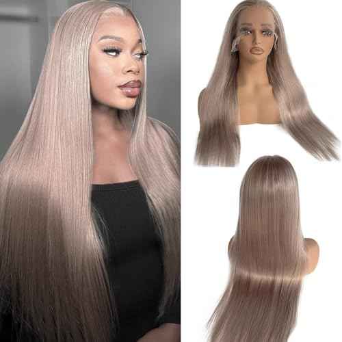 Ash Blonde Wig Human Hair 13x6 Lace Front Wig Pre Plucked 24 Inch Glueless Wig Colored Human Hair for Women