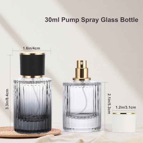 3 Pcs 30ml/1oz Empty Perfume Spray Bottles, Refillable Perfume Spray Bottles, Glass Fine Mist Atomizers, Gradient Color Travel Fragrance Containers for Perfume and Cologne (A)