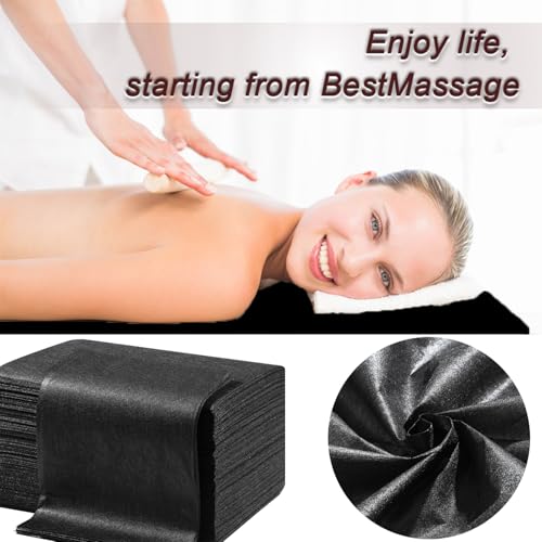 Disposable Massage Table Sheets 100 Pcs 31x71in Nonwoven Bed Cover – Black