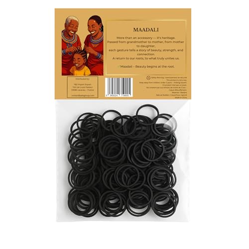 Black Hair Ties - Small Strong Rubber Bands for Thick Curly Afro Hair - 300 Pack - No Breakage, Gentle on Hair - MAADALI