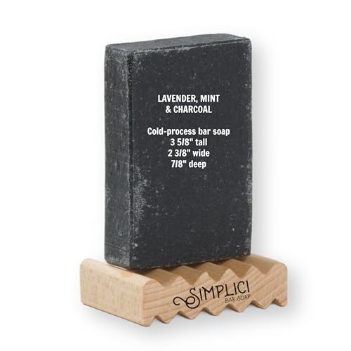 Simplici Lavender, Mint, & Charcoal Natural Soap (smooth + pure essential oils) 6 Bar Value Bag. Palm Free.