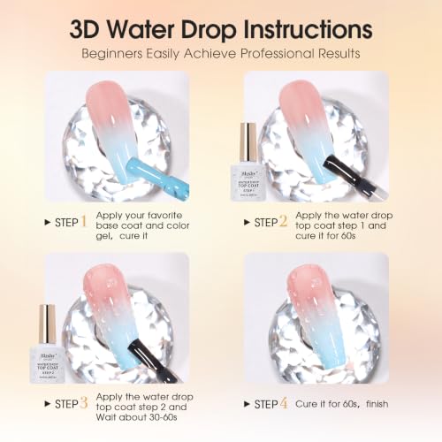 Blzshy Water Drop Gel Top Coat - 3D Raindrop Effect, 8ML