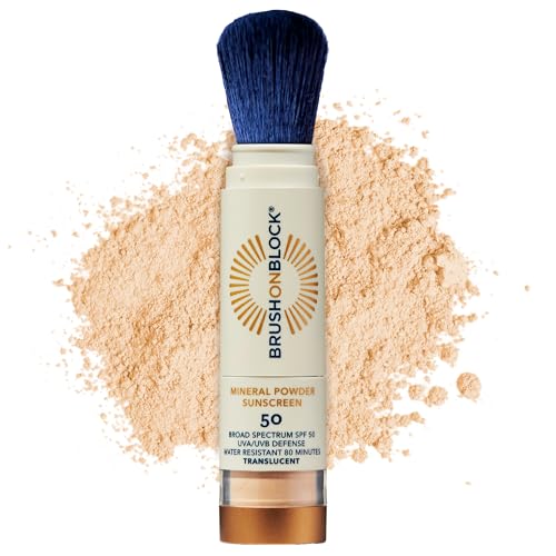 Brush On Block SPF 50 Translucent Mineral Powder Sunscreen - Easy to Apply & Reef-Friendly