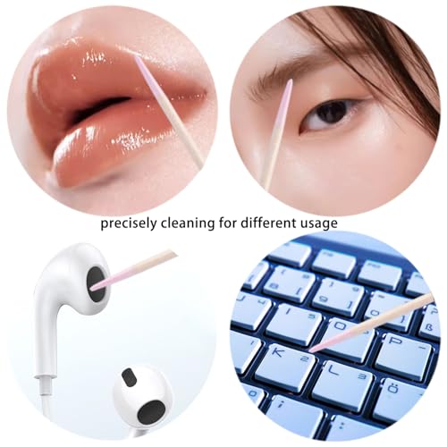 Pink Precision Tip Cotton Swabs 200PCS with Wooden Sticks for Nail Art & Makeup