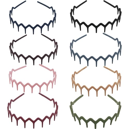8 Pcs Zig Zag Hair Headbands with Teeth – Non-Slip