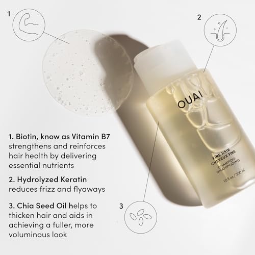 OUAI Fine Shampoo and Conditioner Set - Sulfate Free Shampoo and Conditioner for Women & Men - Made with Keratin, Marshmallow Root, Shea Butter & Avocado Oil - Free of Parabens & Phthalates (10 Fl Oz)