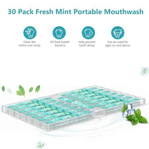 Mouthwash Travel Size - Portable Packets to Go, Alcohol & Fluoride Free Fresh Mint Mouthwash Strips for Superior Oral Hygiene,Disposable Packs (Pack of 20)