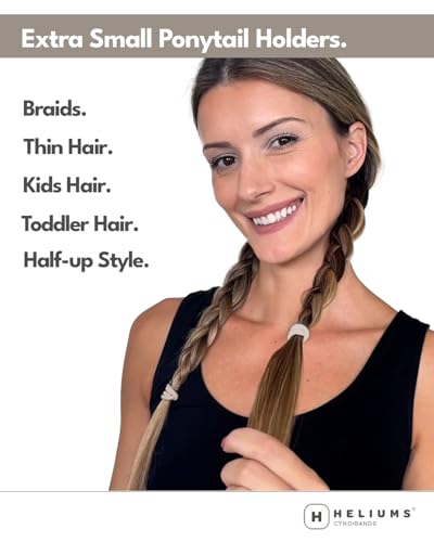 Heliums Extra Small Hair Ties 0.75" Black - 40 Pack Seamless Ponytail Holders