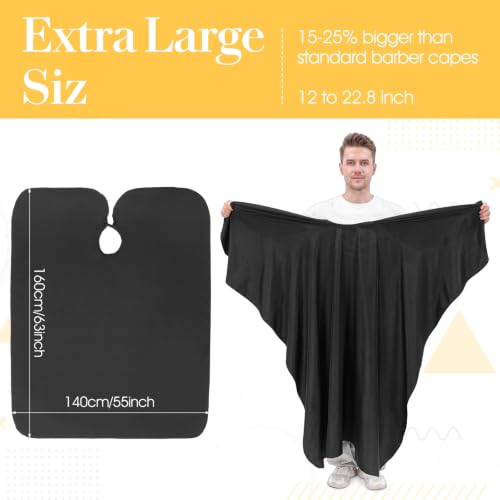 Hair Cutting Cape 55x63 Inch - 8 Pack Black Salon Capes
