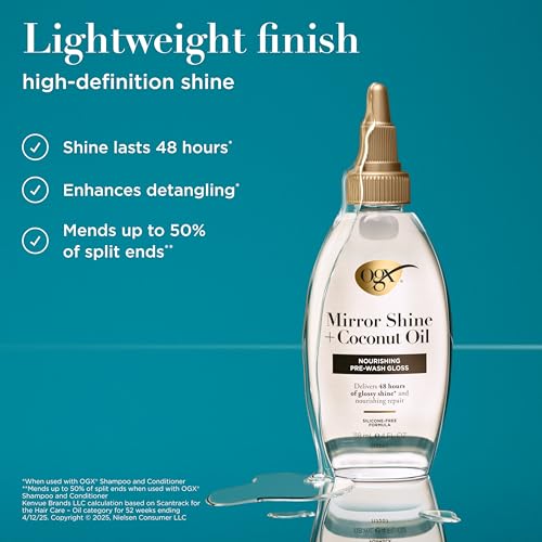OGX Mirror Shine Coconut Oil Pre-Wash Hair Gloss 4 oz