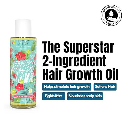 HM Love Scalp & Hair Oil, Promotes Hair Growth, Reduces Hair Fall, Scalp care, Anti Frizz, Real Hibiscus Flowers, Coconut Milk Oil, Natural, No Mineral Oil, Chemical-Free, 100mL