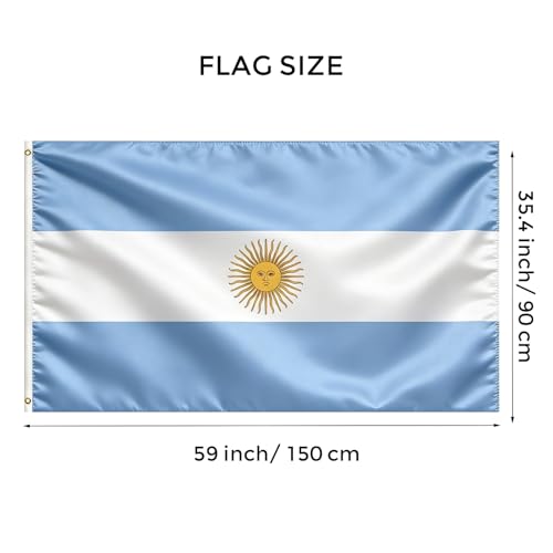 Argentina Flag 3x5 Ft Polyester with Brass Grommets (Veliffco) - 1 Pc