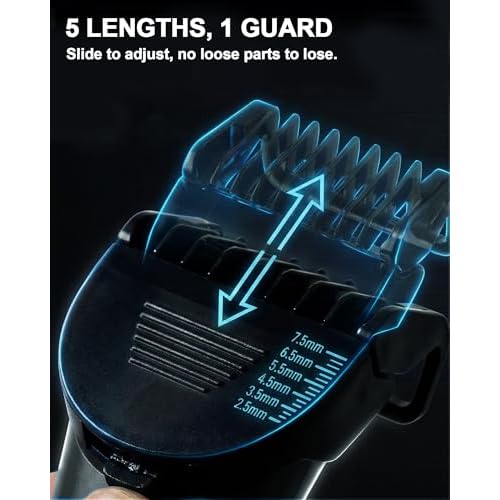 Body Trimmer for Men - Groin & Ball Shaver with Charging Dock - Constant Power No-Pull Electric Pubic Hair Clipper - 5-in-1 Guard Waterproof Body Groomer with LED Light, for Groin, Armpit & Body