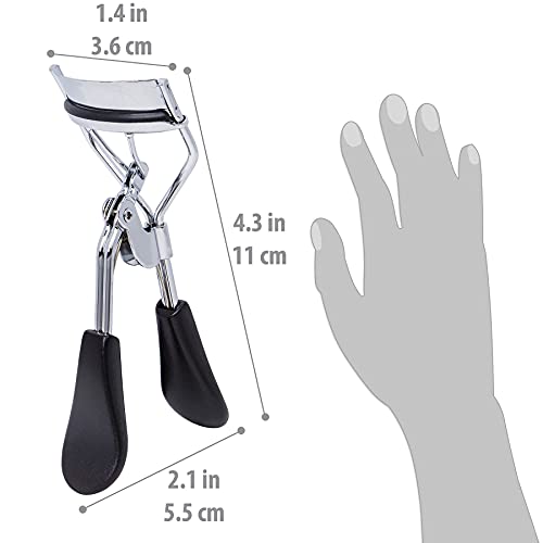SHANY Luxe Lashes Eyelash Curler - Professional Makeup Tool with Two Silicone Replacement Pads, Gentle Curl, Crease-Free, No Pinching Or Pulling, Lightweight Design for Easy Travel - Jet Black
