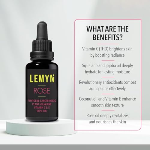 Squalane + Vitamin C Rose Oil | Enhanced with Carotenoids and Vitamin E | Freshly Made Face Oil | Hydrate & Firm | Small-Batch Artisan Skincare 30ml