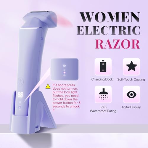Krofaue 2-in-1 Electric Bikini Trimmer for Women, Rechargeable Wet & Dry Shaver for Body and Pubic Hair, Waterproof Razor for Legs, Underarms & Bikini Line with LED Display