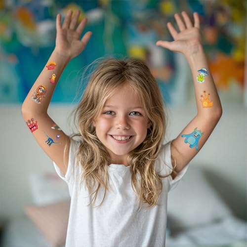 Temporary Tattoos for Kids, 60 Pcs Waterproof Stickers