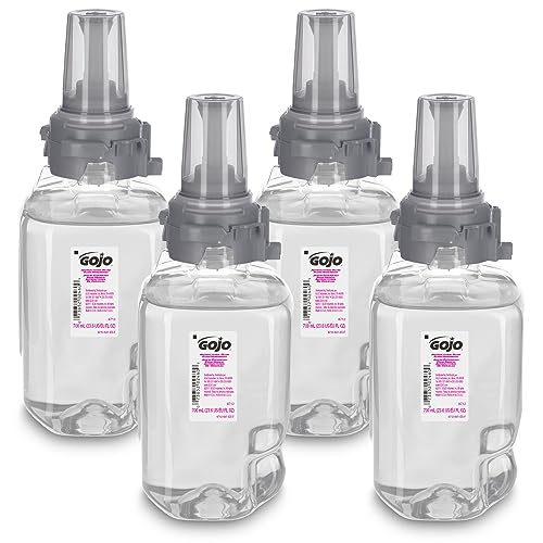 GOJO Antibacterial Foam Handwash Plum Fragrance, 700 mL Foam Hand Soap Refill ADX-7 Push-Style Dispenser (Pack of 4) - 8712-04
