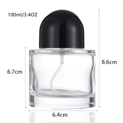 Enslz 100ML/3.4OZ Refillable Cosmetic Spray Bottle, Empty Glass Perfume Bottle with Spray Atomizer (Black, 100ml)
