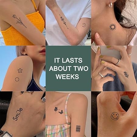Cute Kawaii Temporary Tattoo Stickers - 6 Sheets Black Designs