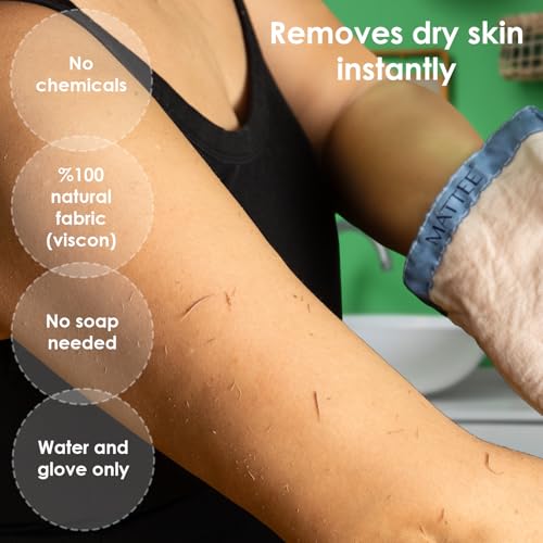 MATTEE - Kessa Glove - 2 Packs of Exfoliating Mitt - Self-Tan Remover - Ensures Smooth and Soft Skin, Helps Avoid Keratosis Pilaris, Ingrown Hair and Cellulite -%100 Viscose Fiber - Medium