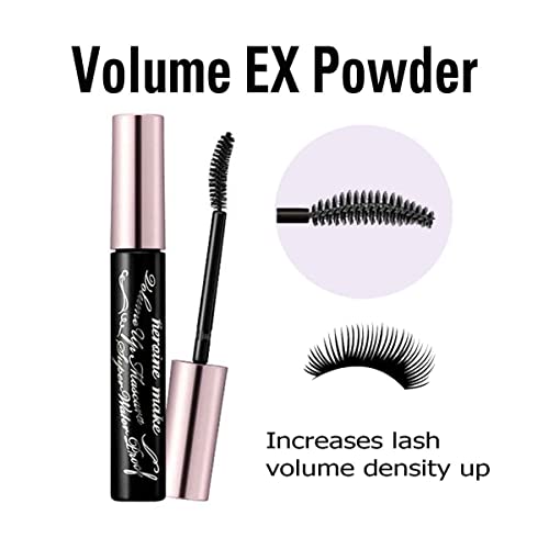 HEROINE MAKE by KISSME Volumizing Waterproof Mascara & Length by Defining Fiber for Long-lasting Natural Eyelash Look | Smudge Proof Mascara & Curvy Brush for Eye Makeup, from Japan, Black, 2 EA