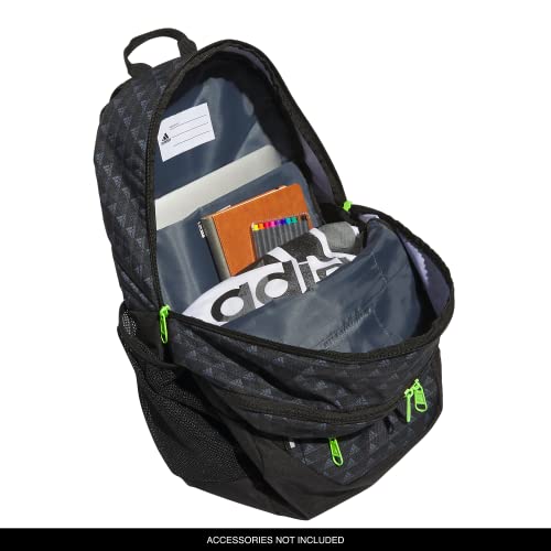 adidas Excel 6 Backpack, BOS Mini Monogram Black/Lucid Lime Green, One Size