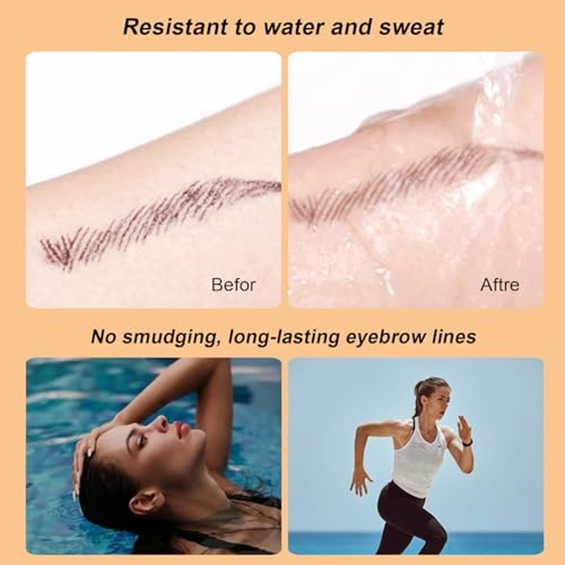 2025 New Microblading Eyebrow Pen (Black), 3D Waterproof Microblading Eyebrow Color with 4 Fork Tip Tattoo, Long-Lasting Natural Hair-Like Eyebrow Pen, Professional Eyebrow Pencils for Women