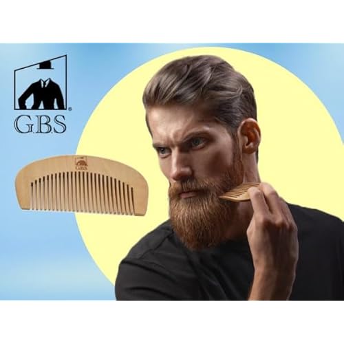 G.B.S Men's 100% Boar Bristle Beard Brush & Natural Wood Beard Comb Hair Mustache Shaving Brush Facial Hair Brush Portable and Travel Friendly