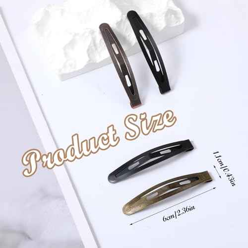 30Pcs Metal Snap Hair Clips for Women, 2.4" Brown Long Barrettes, Small Hairpin for Thick and Thin Fine Hair