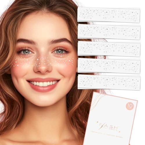 GALACTIC SILVER FACE FRECKLES set of 10 premium festival waterproof temporary metallic silver foil face Flash Tattoos | silver freckles, metallic face flash, face shimmer, freckles