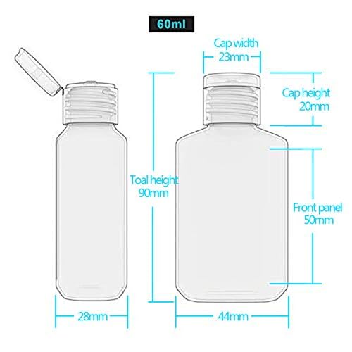 FOOCHY 2oz Empty Hand Sanitizer Travel Size Bottles, Refillable Clear Plastic Containers with Flip Cap for Shampoo, Lotion, Cream, Baby Shower, Tolitery (50 Pack)