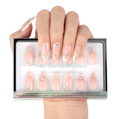 Nail Reformation Golden Shore Press-On Nails - French Tip Nude Medium Almond